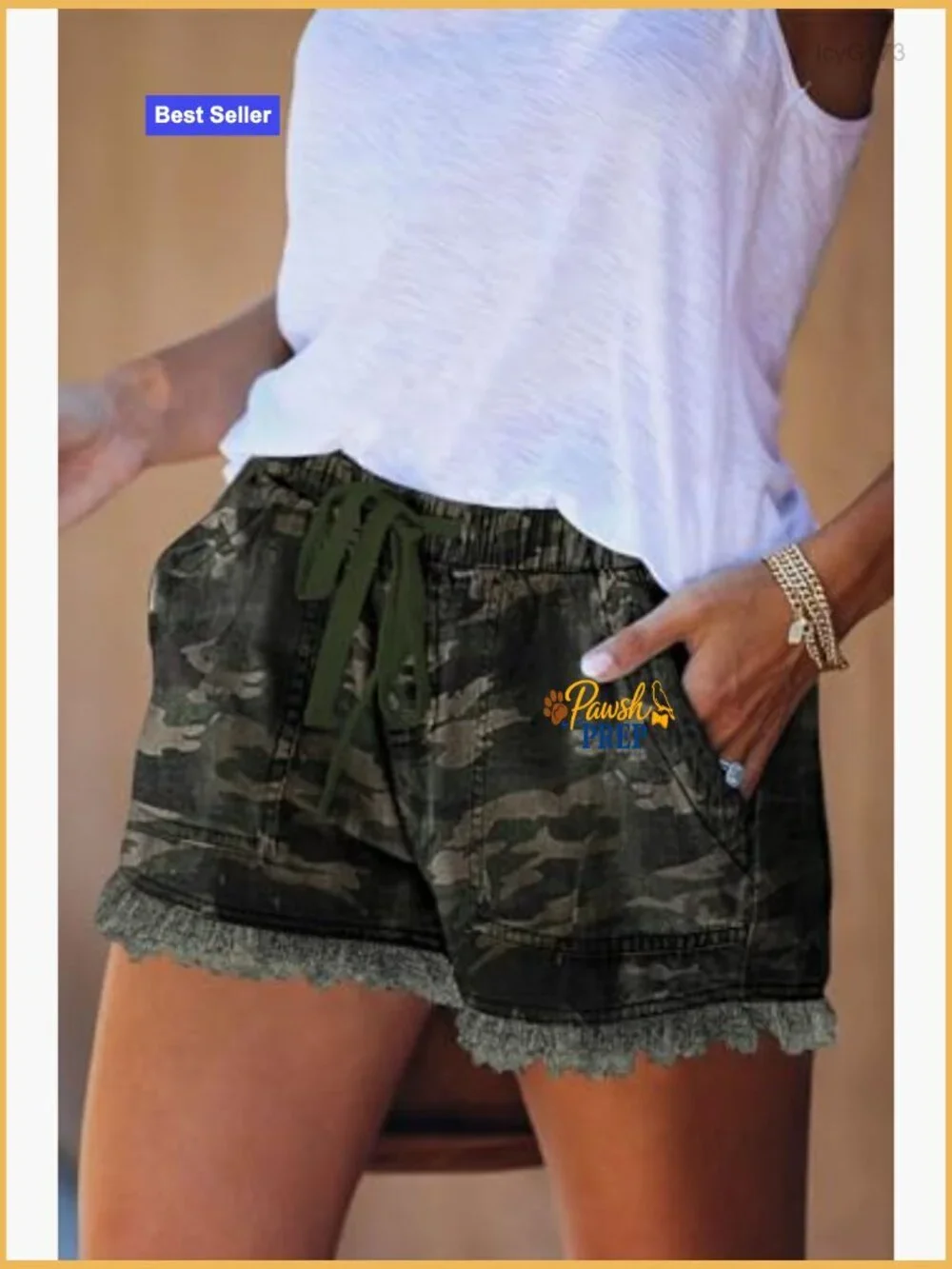 High Waisted Denim Shorts with Pockets Casual Summer Elastic